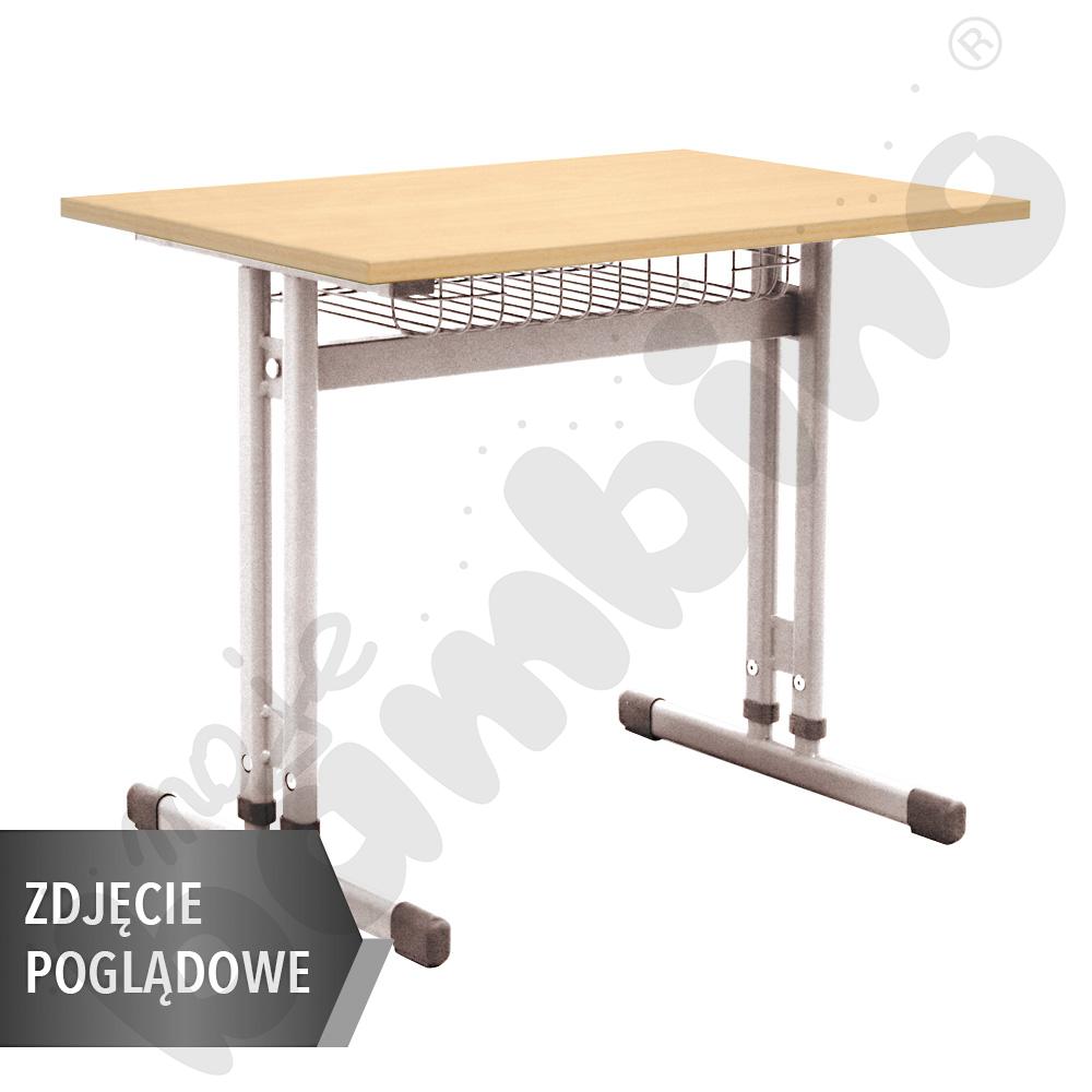 Stół IN-R 70x50 rozm. 3–7, 1os., stelaż czerwony, blat brzoza, obrzeże ABS, narożniki zaokrąglone