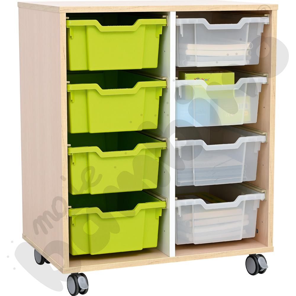 Quadro - szafka M na plastikowe pojemniki - z przegrodą, na kółkach, klon