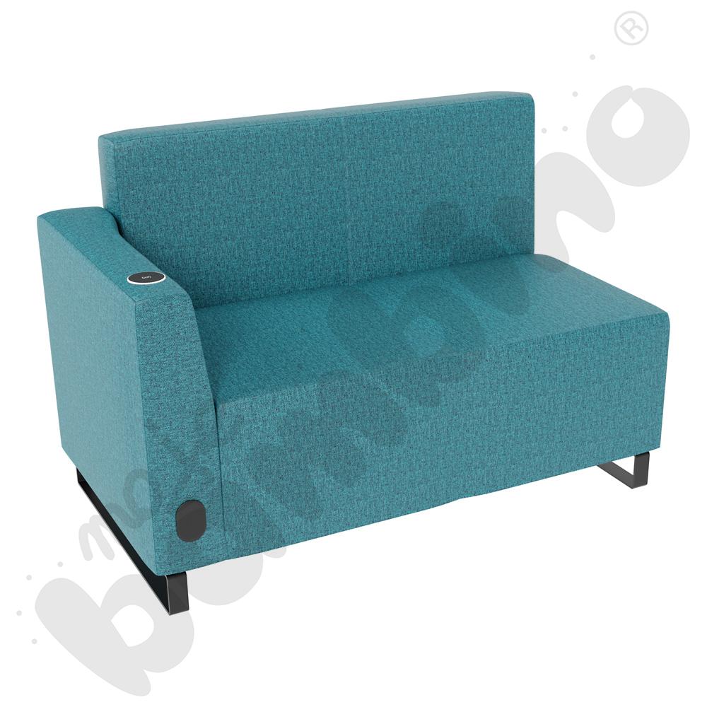 Sofa Universum 2-os. wys. 82 cm, bok niski lewy z gniazdkiem elektrycznym i indukcją, tkanina RO22