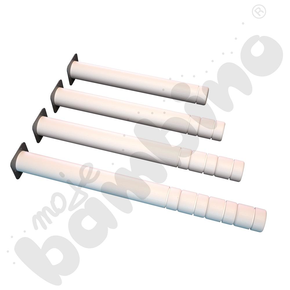 Nogi okrągłe bielone z reg. do blatów Flexi,  4 szt. rozm. 0-3 (40-58 cm)