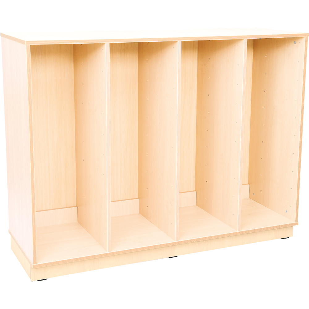 Skrinka Flexi L na plastové, úložné boxy na sokli - 4 priehradky
