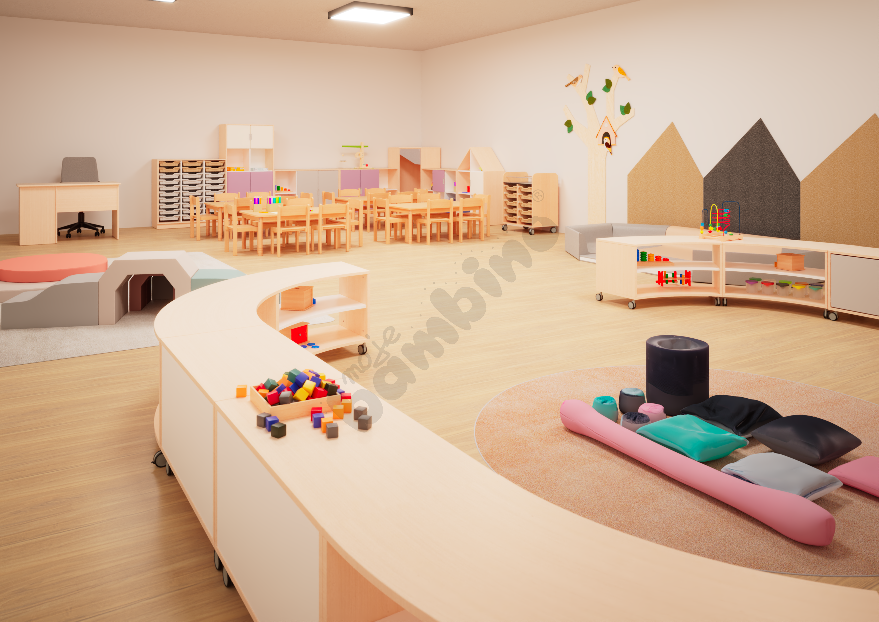 Sala przedszkolna z elementami sensorycznymi