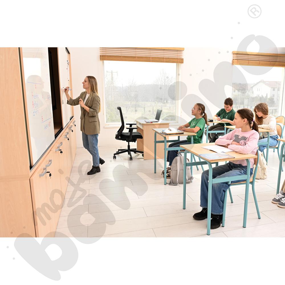 Stół Daniel 1-os. klon 375 z krzesłem P, rozm. 6, turkusowe