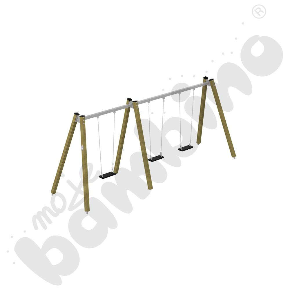 Huśtawka potrójna drewniana Triangulo/ bez zawiesi