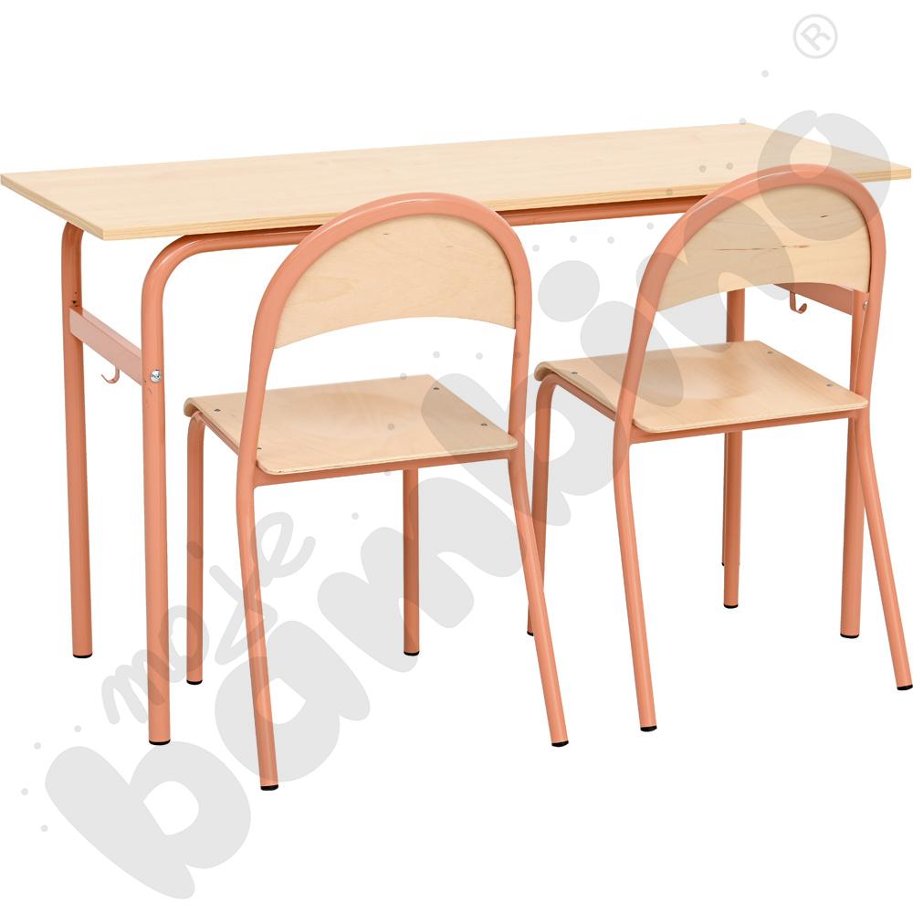 Stół Daniel 2-os. klon375 z krzesłami P, rozm. 6, łososiowe