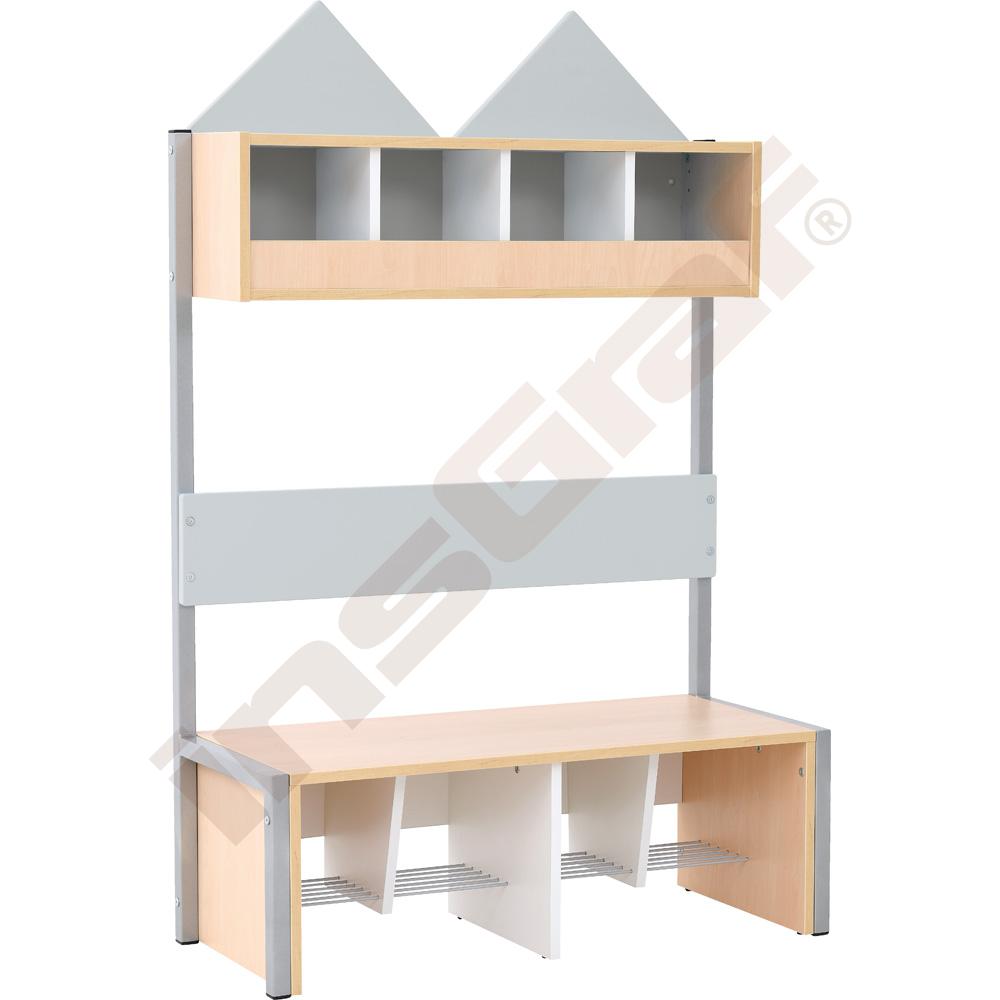 Šatna Domeček s konstrukcí, pro 4 osoby, šíře 99 cm, šedá, korpus javor