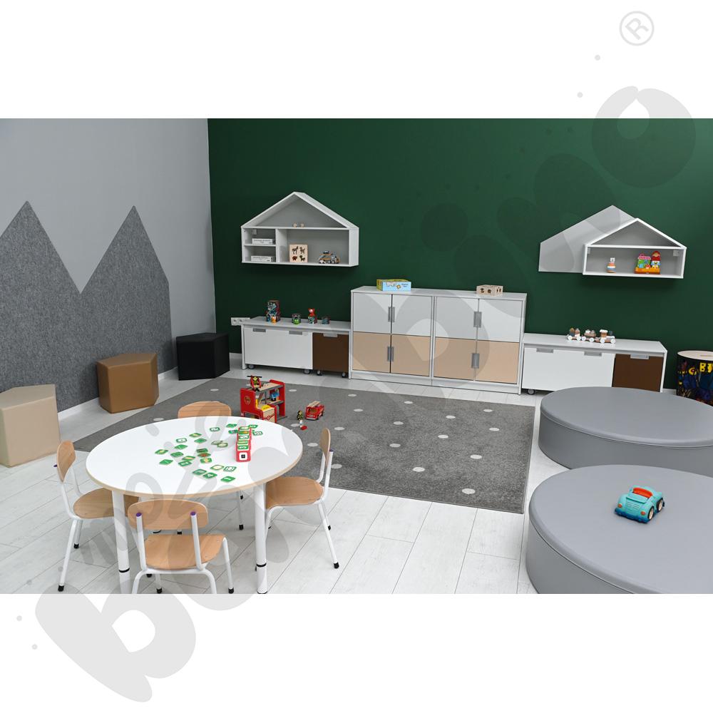 Blat Quadro biały okrągły, beżowe obrzeże