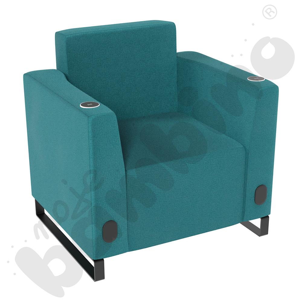 Fotel Universum wys. 82 cm, 2 boki niskie, oba z gniazdkiem elektrycznym i indukcją, tkanina KG08