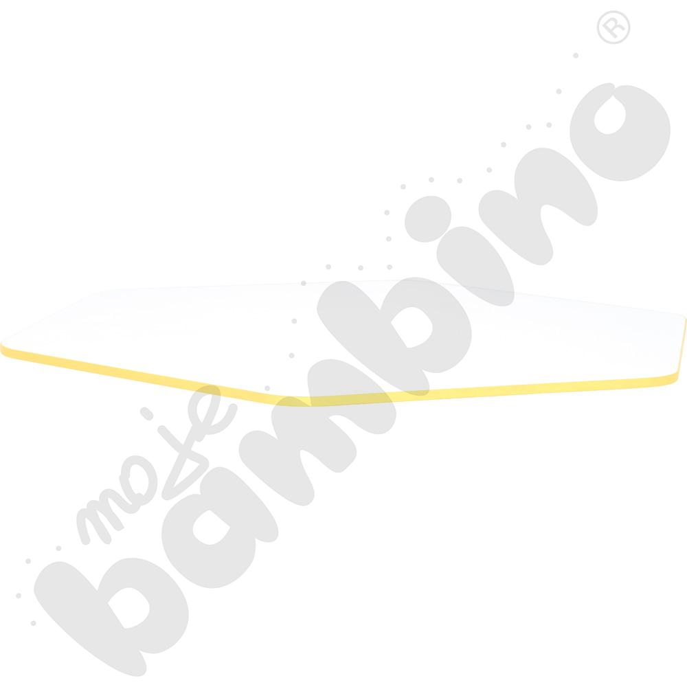 Blat Quadro biały sześciokątny, żółte obrzeże