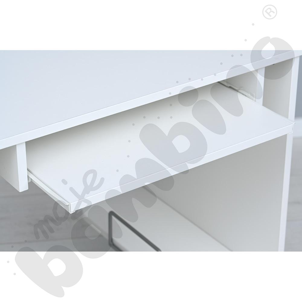 Stolik komputerowy STANDARD  z półką na komputer i szufladą na klawiaturę - biały