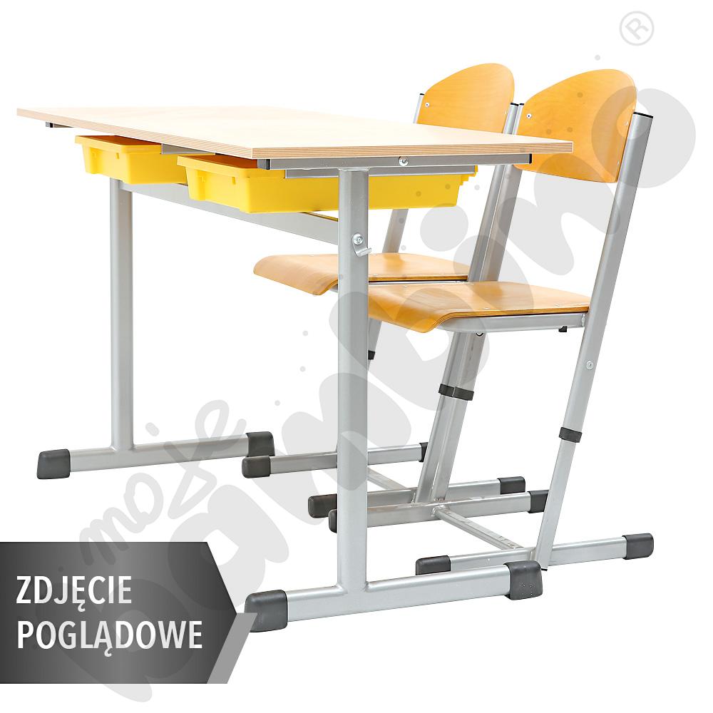 Stół G 130x55 rozm. 6, 2os., stelaż aluminium, blat klon 375, obrzeże ABS, narożniki proste
