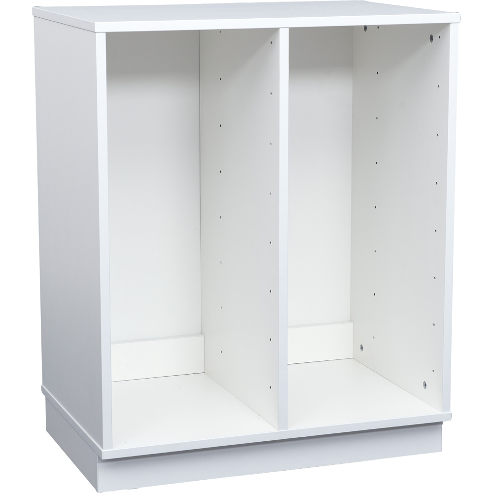 Quadro - skrinka M na plastové úložné boxy - s predelom, biela