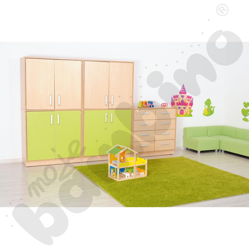 Szafka Flexi D z 3 półkami, półotwarta, na cokole, brzoza