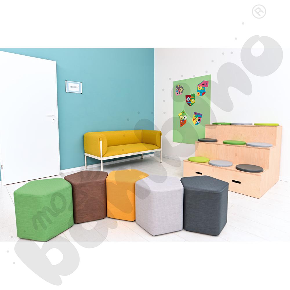 Pufa Inflamea 1 pięciokątna jasnoszara