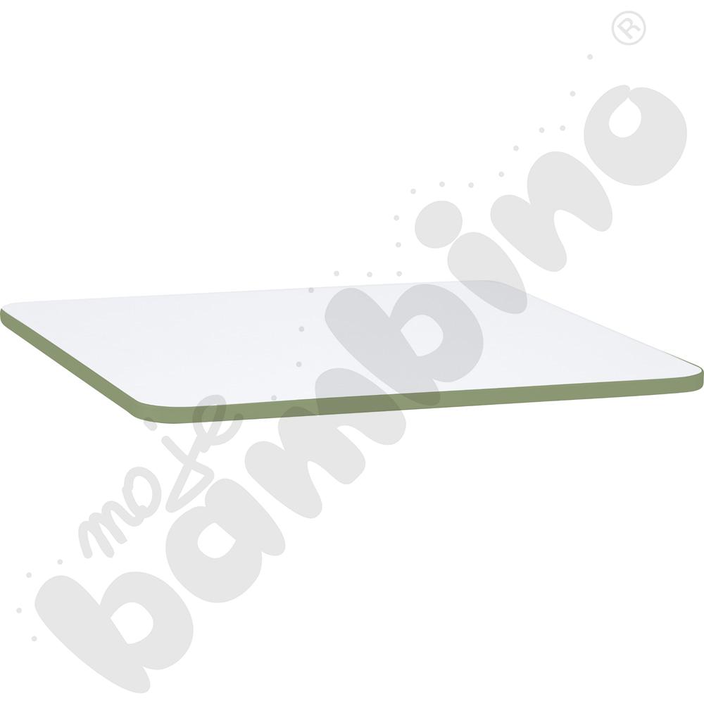 Blat Quadro biały kwadratowy, oliwkowe obrzeże