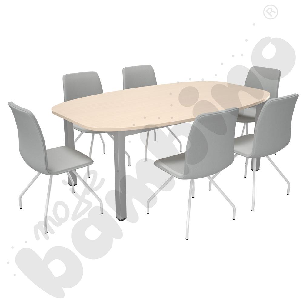 Stół owalny Grande z 6 krzesłami Presto, rozm. 6