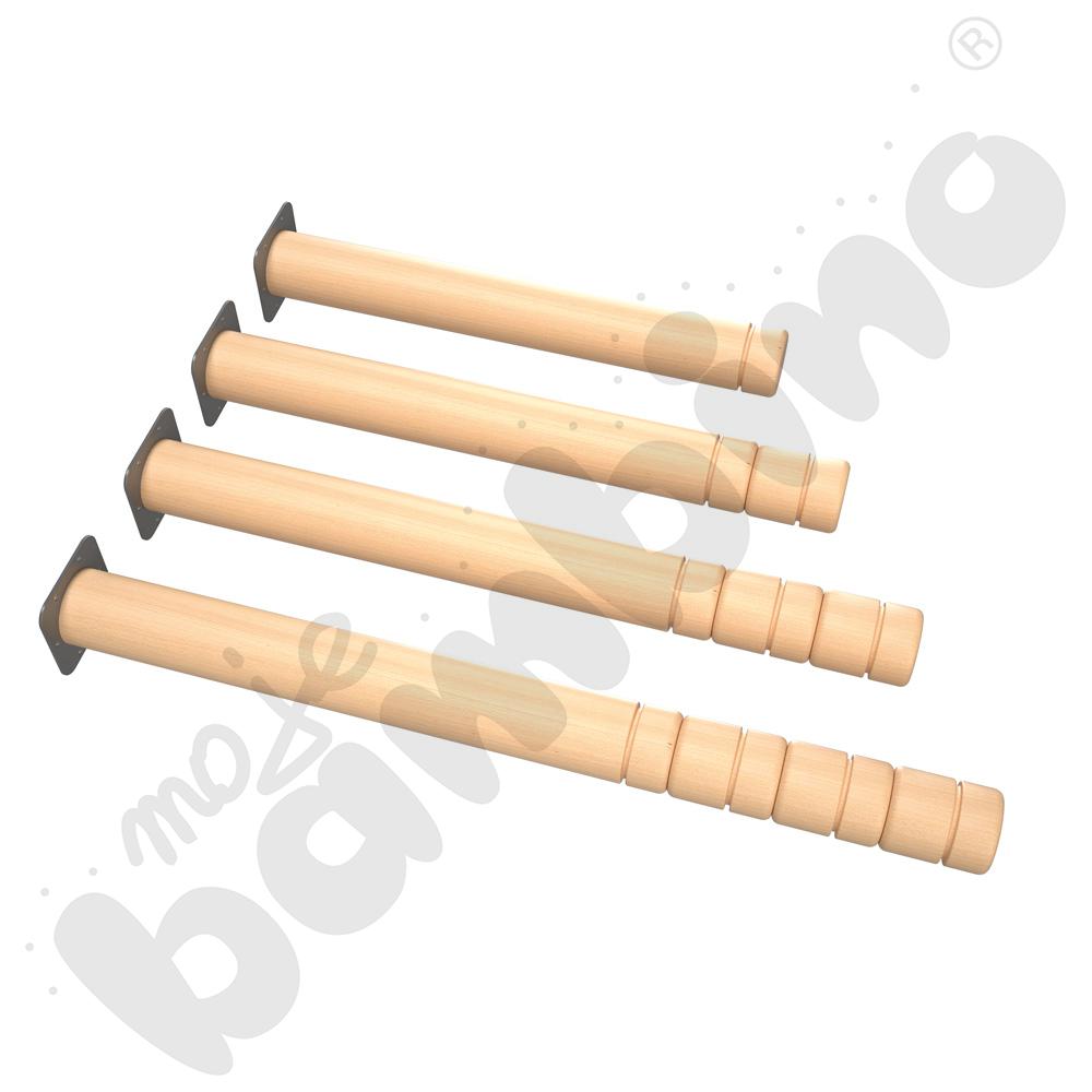 Nogi okrągłe bukowe z reg. do blatów Flexi,  4 szt. rozm. 0-3 (40-58 cm)