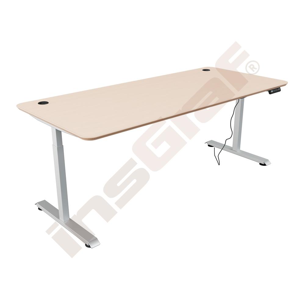 
Elektrisch hvstb. Tisch Hugo, 180 x 80 cm, TH 70-117 cm - alufarben - Ahorn Jylland
