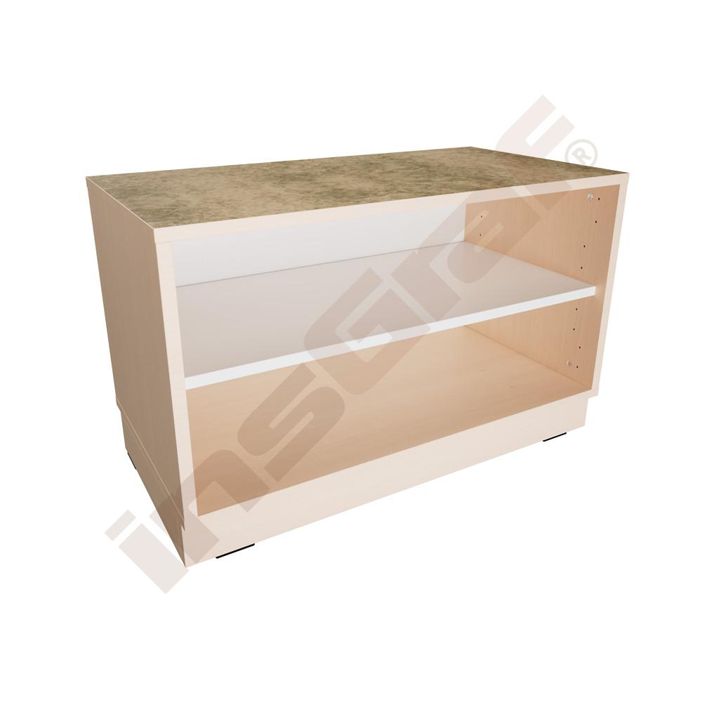Quadro - Flüsterschrank S ohne Mittelwand, B 79, Ahorn Jylland - auf Sockel - Linoleum beige