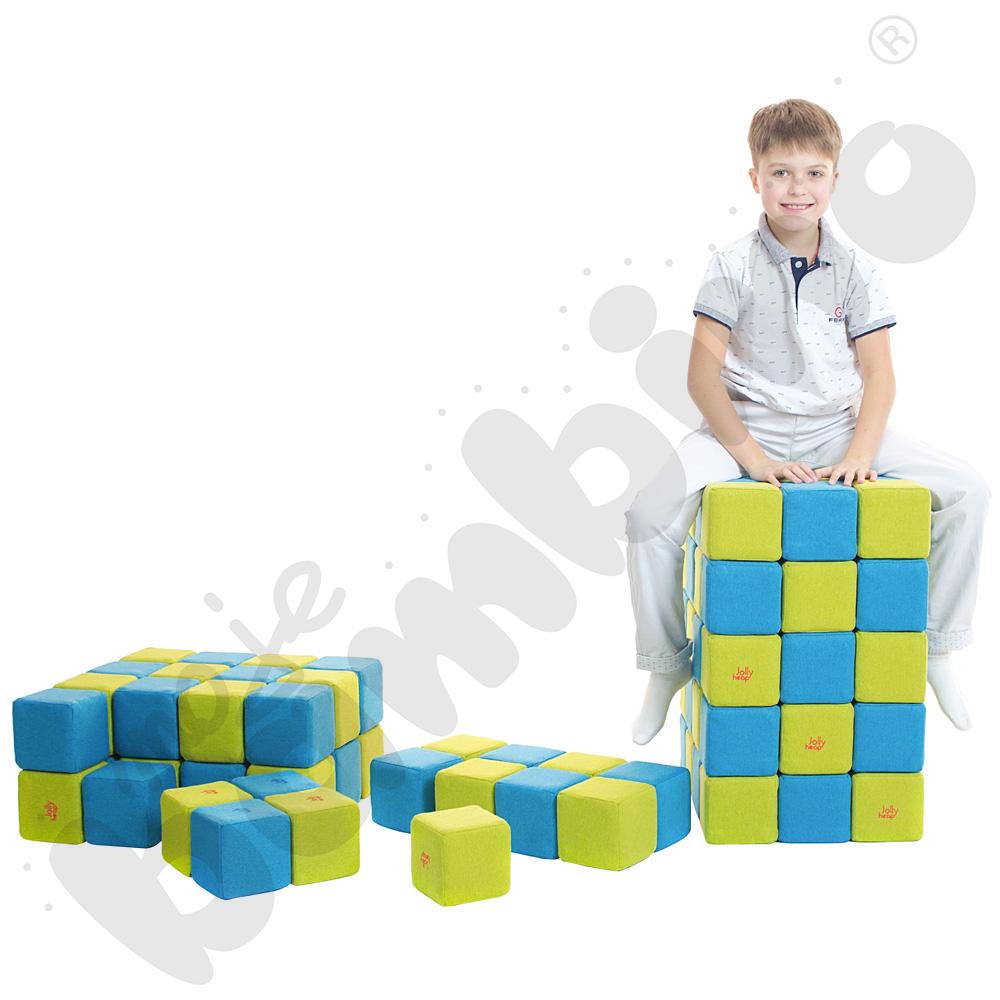 Zestaw klocków JollyHeap - niebiesko-limonkowe, 100 szt.