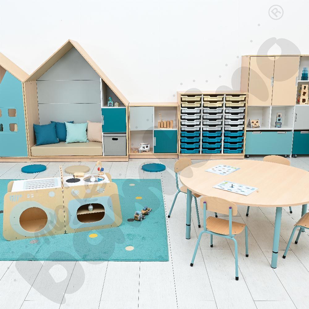 Sala przedszkolna Quadro w kolorystyce  turkusowo-morskiej