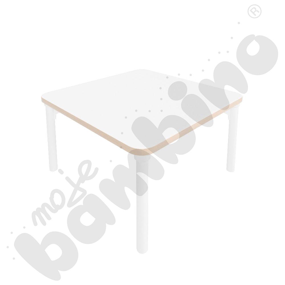 Stół Marcus 80 x 80 cm, rozm. 1, nogi drewniane białe, blat biały, obrzeże ABS