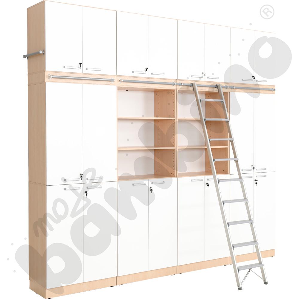 Grande - Wysoki regał z modułem do mocowania drabiny 27 - klonowo-biały