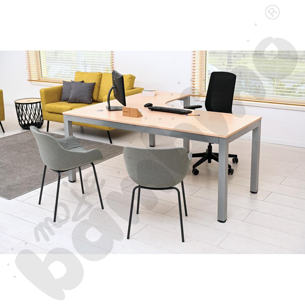 Biurko Grande narożne prawe z metalowymi nogami, klon jasny