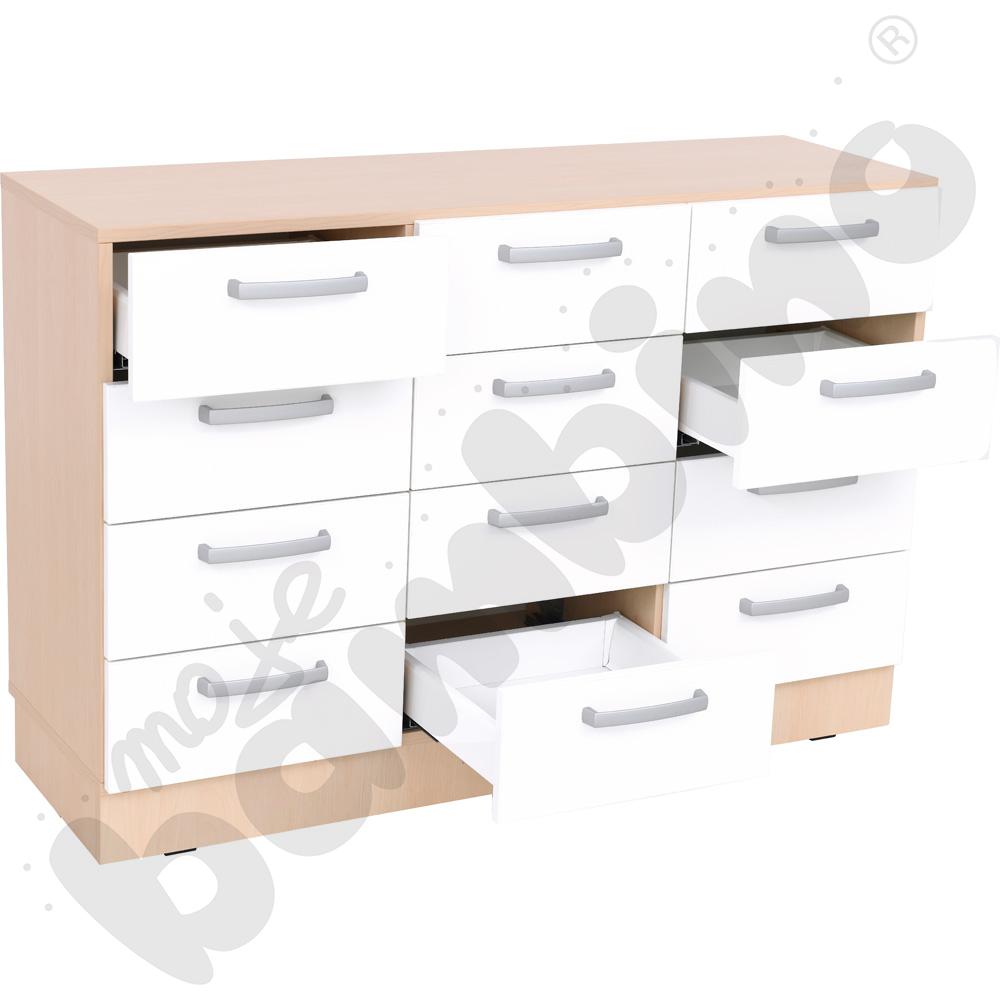 Regał Grande M głęboki z 12 szufladami - klon jasny-biały