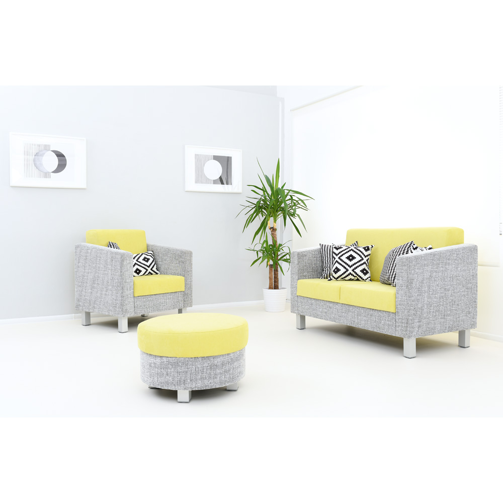Taburetka Relax okrúhla šedo-zelená - hranaté nožičky