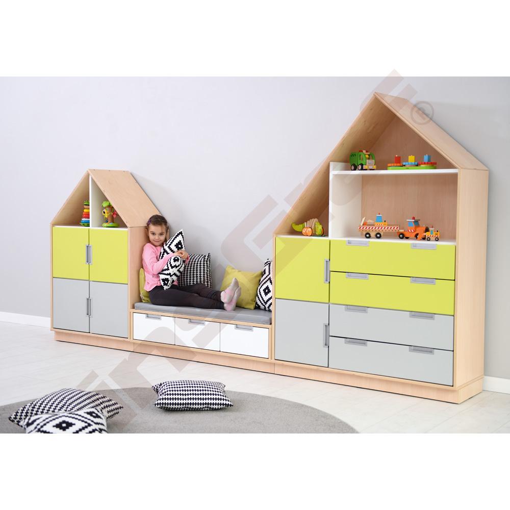 Quadro - skříňka-domeček se 2 policemi, světlý javor