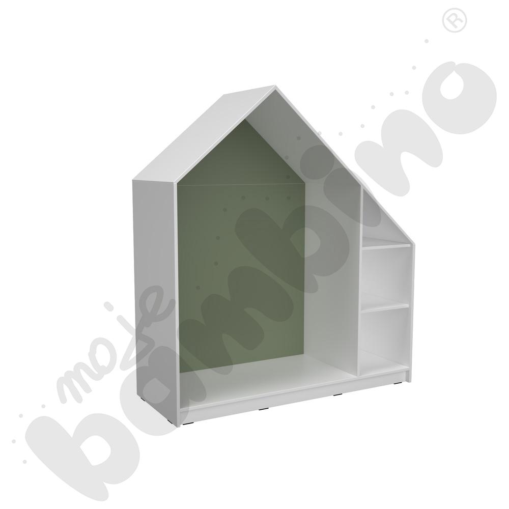 Quadro - szafka-domek z 2 półkami - ciemnooliwkowa, skrzynia biała