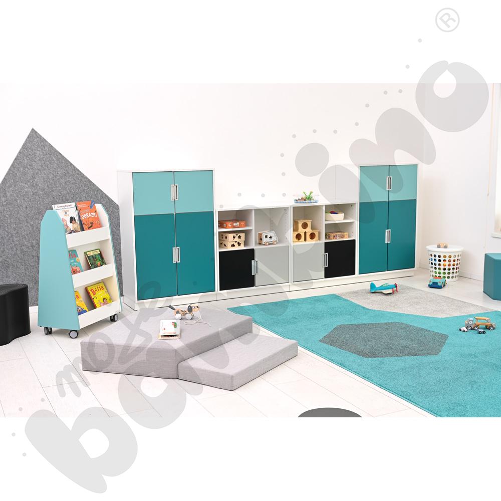 Quadro - regał L z przegrodą i 2 półkami, biały