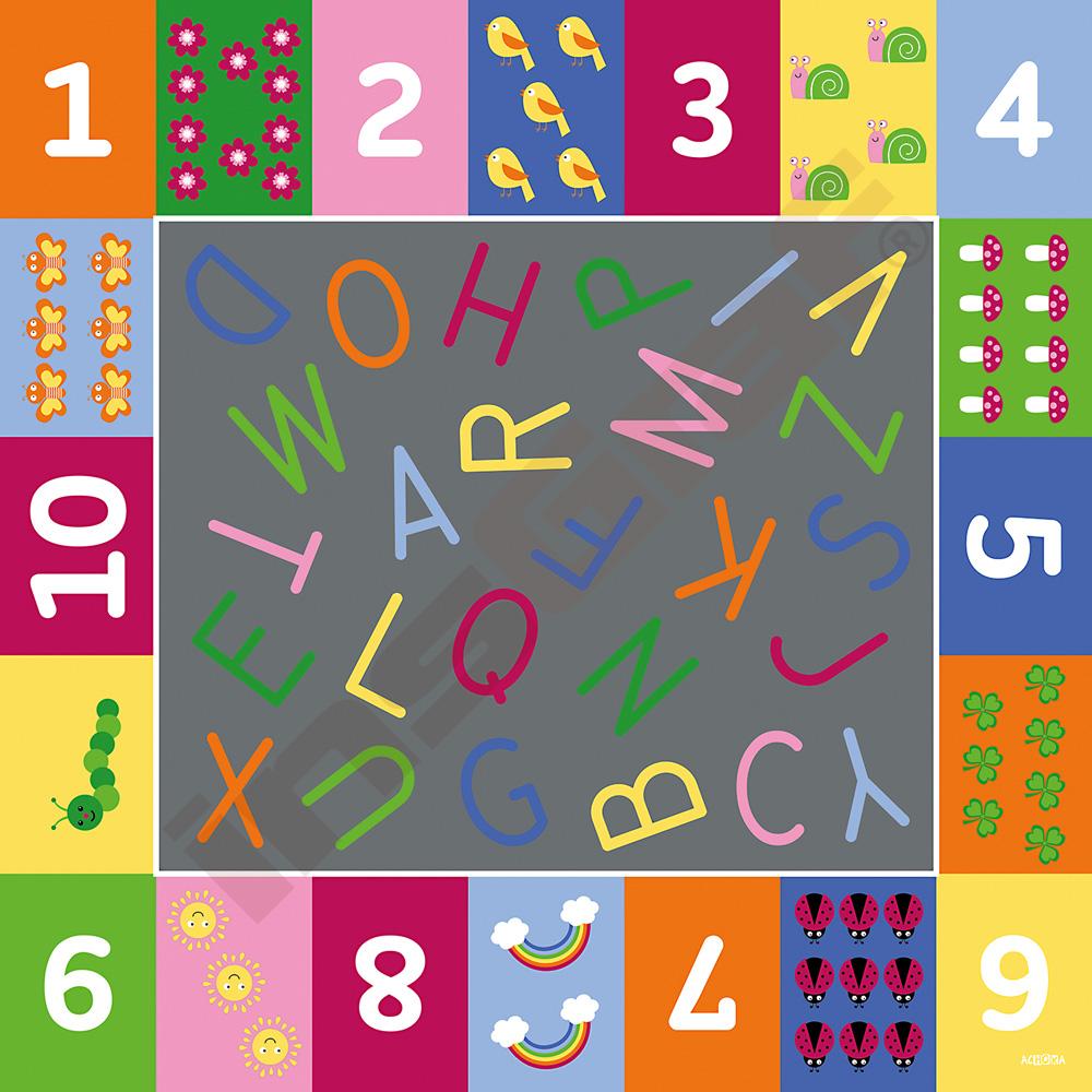 
Vinyl-Teppich, Alphabet und Zahlen
