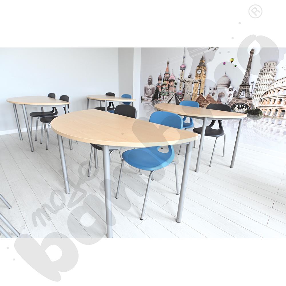 Stół Mila półokrągły 140x70, blat brzoza, narożniki zaokrąglone, rozm. 6