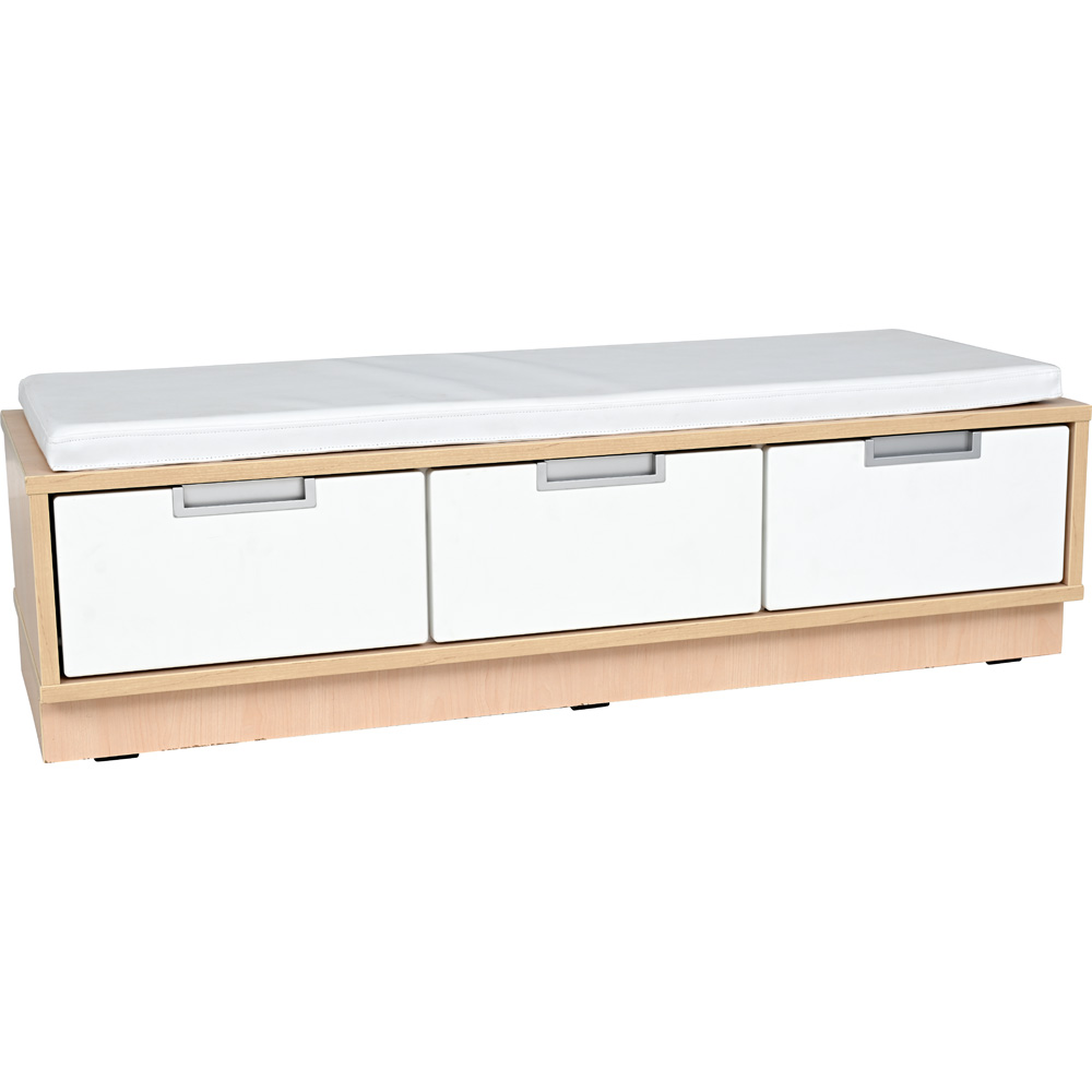 Quadro - skrinka lavička 3 - biely sedák - javor