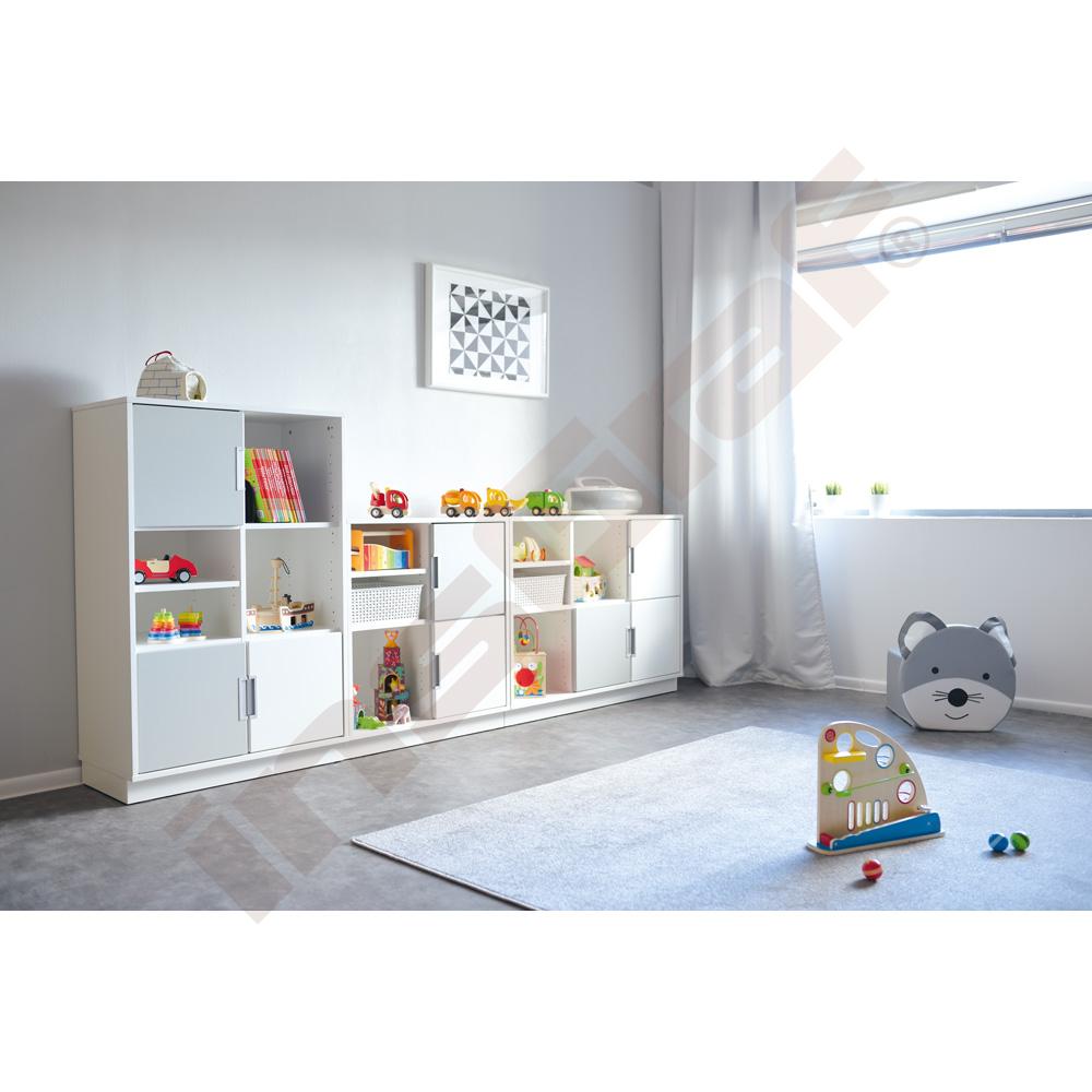 Quadro - regál M se 2 předěly a policí, bílý 