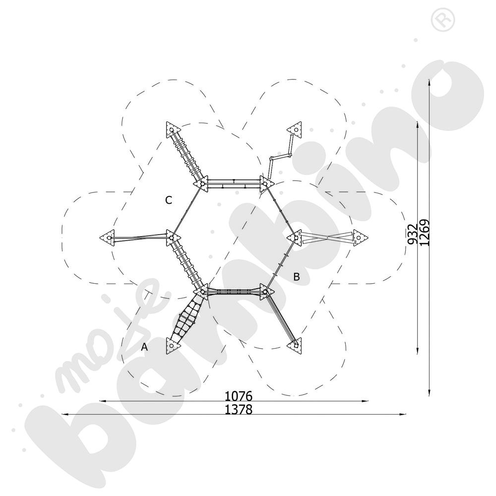 Zestaw Mini park linowy 2, metalowe słupy