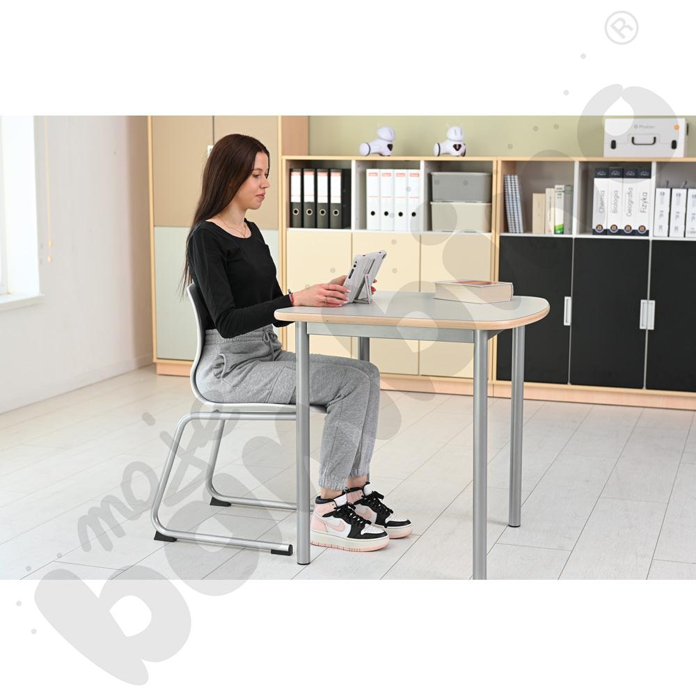 Stół Mila kwadrat falisty 70x72, blat HPL szary, narożniki zaokrąglone, rozm. 6