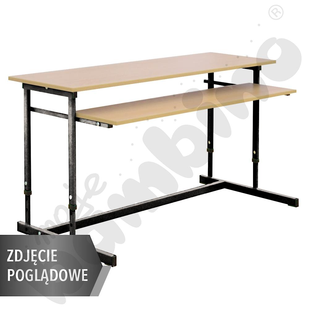 Stolik komputerowy NEO 2R, 2 os. 1300x450 z regulowaną wysokością 3-7 - czarny - klon 375