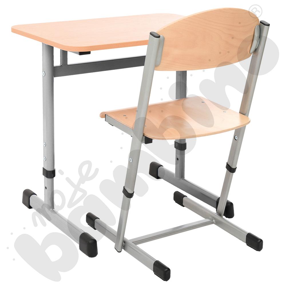 Stół IN-T 1-os. buk z krzesłem T, rozm. 4-6, aluminium