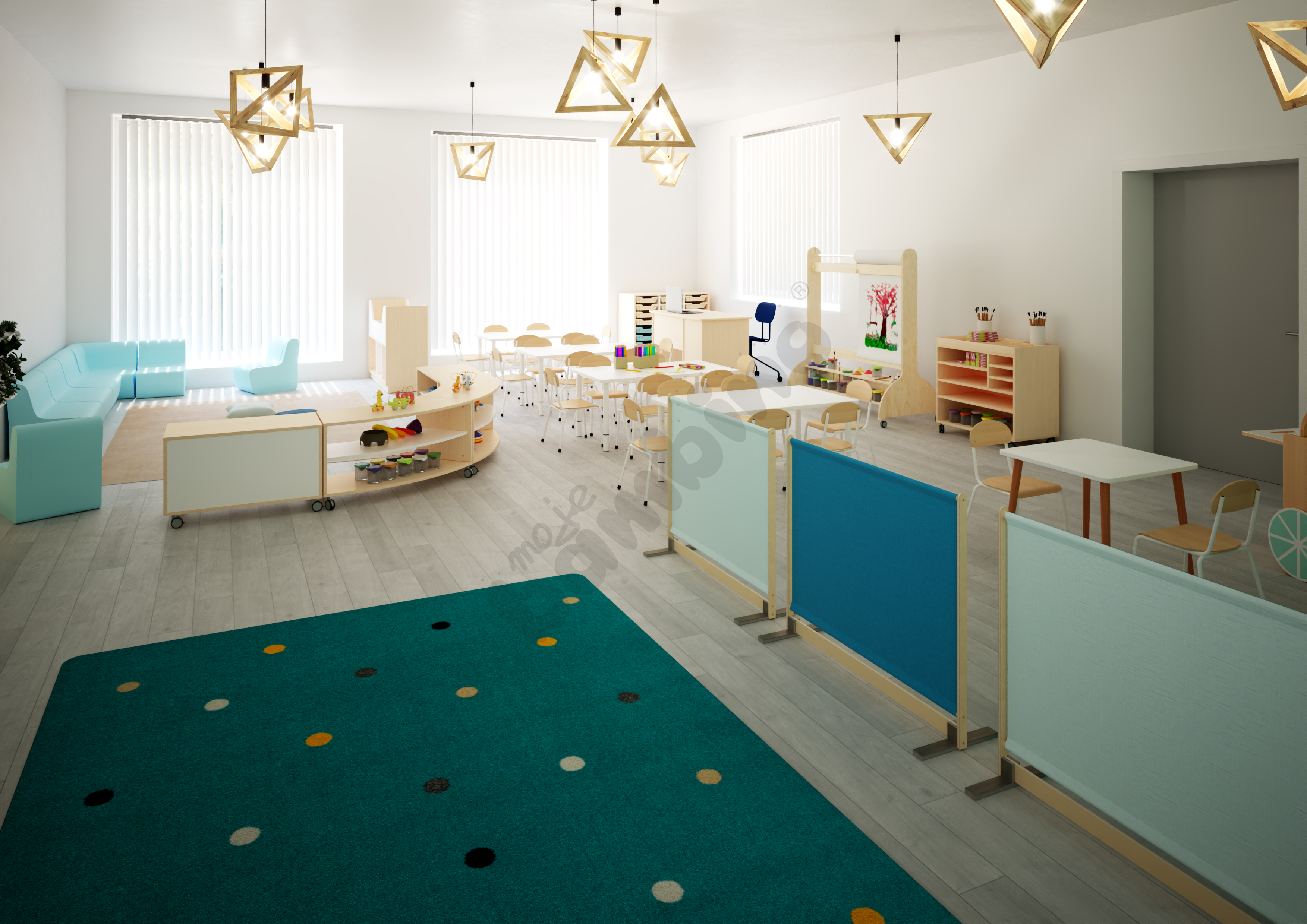  Sala przedszkolna Quadro w odcieniach turkusowych