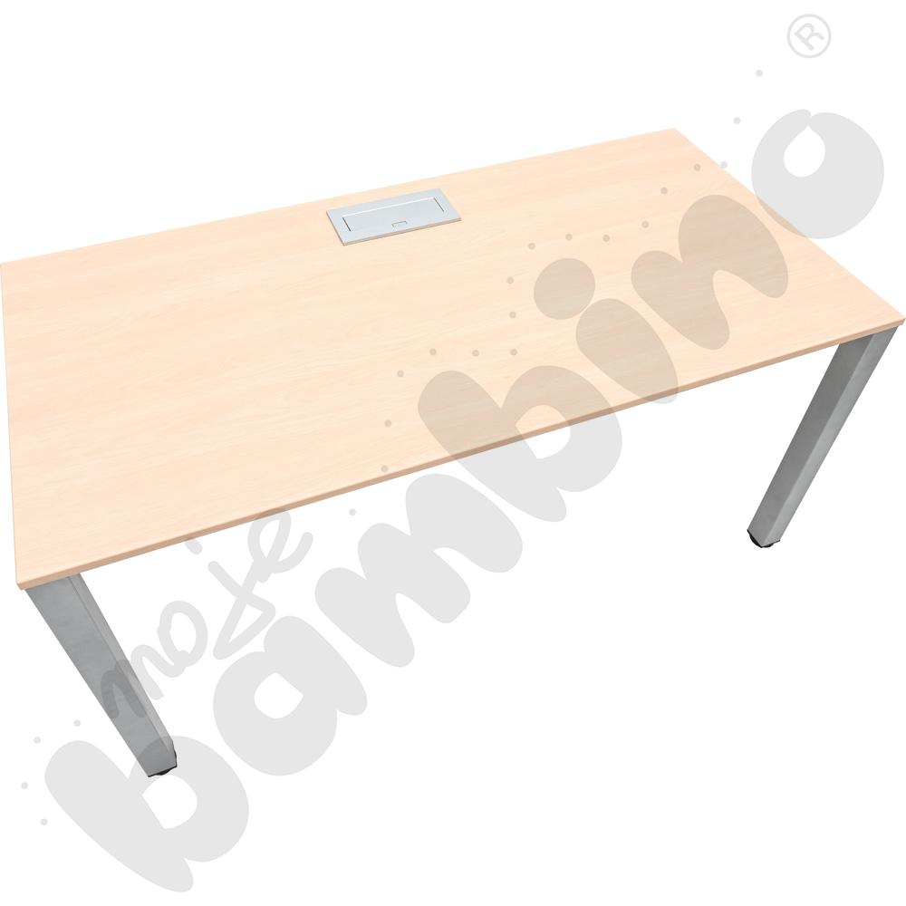 Biurko Grande z metalowymi nogami i mediaportem, klon jasny