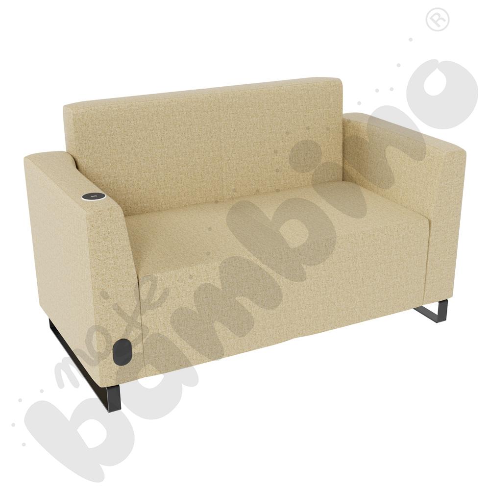 Sofa Universum 2-os. wys. 82 cm, 2 boki niskie, lewy z gniazdkiem elektrycznym i indukcją, tkanina RO09