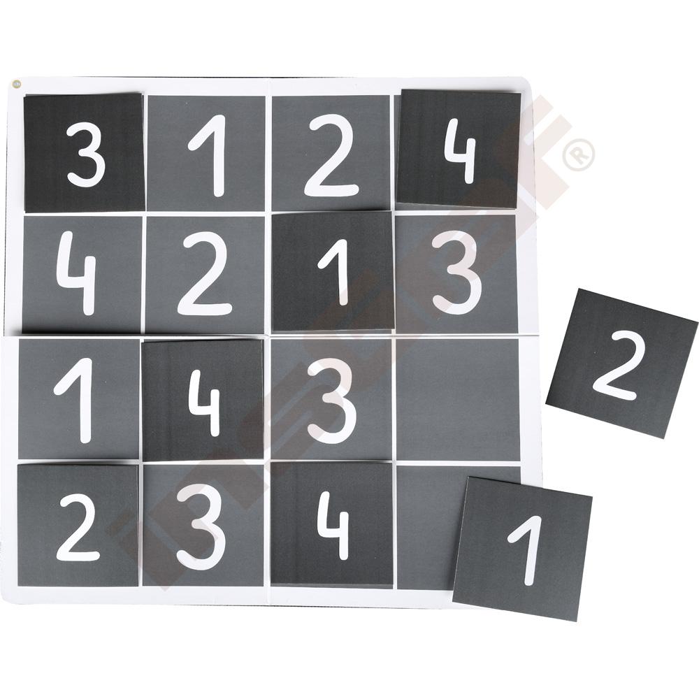 Oboustranné sudoku 4 x 4 - tečky a číslice