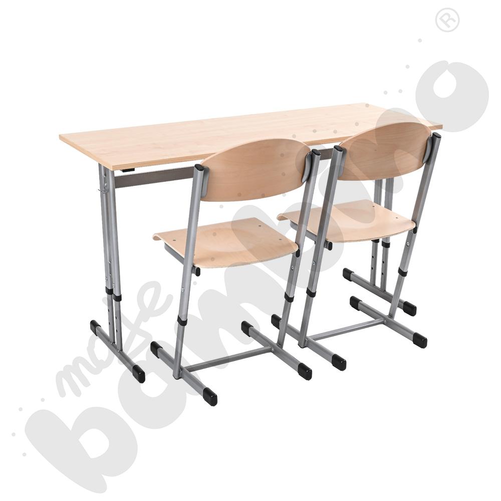 Stół IN-R 2-os. klon jasny z krzesłami T, rozm. 5-6, aluminium