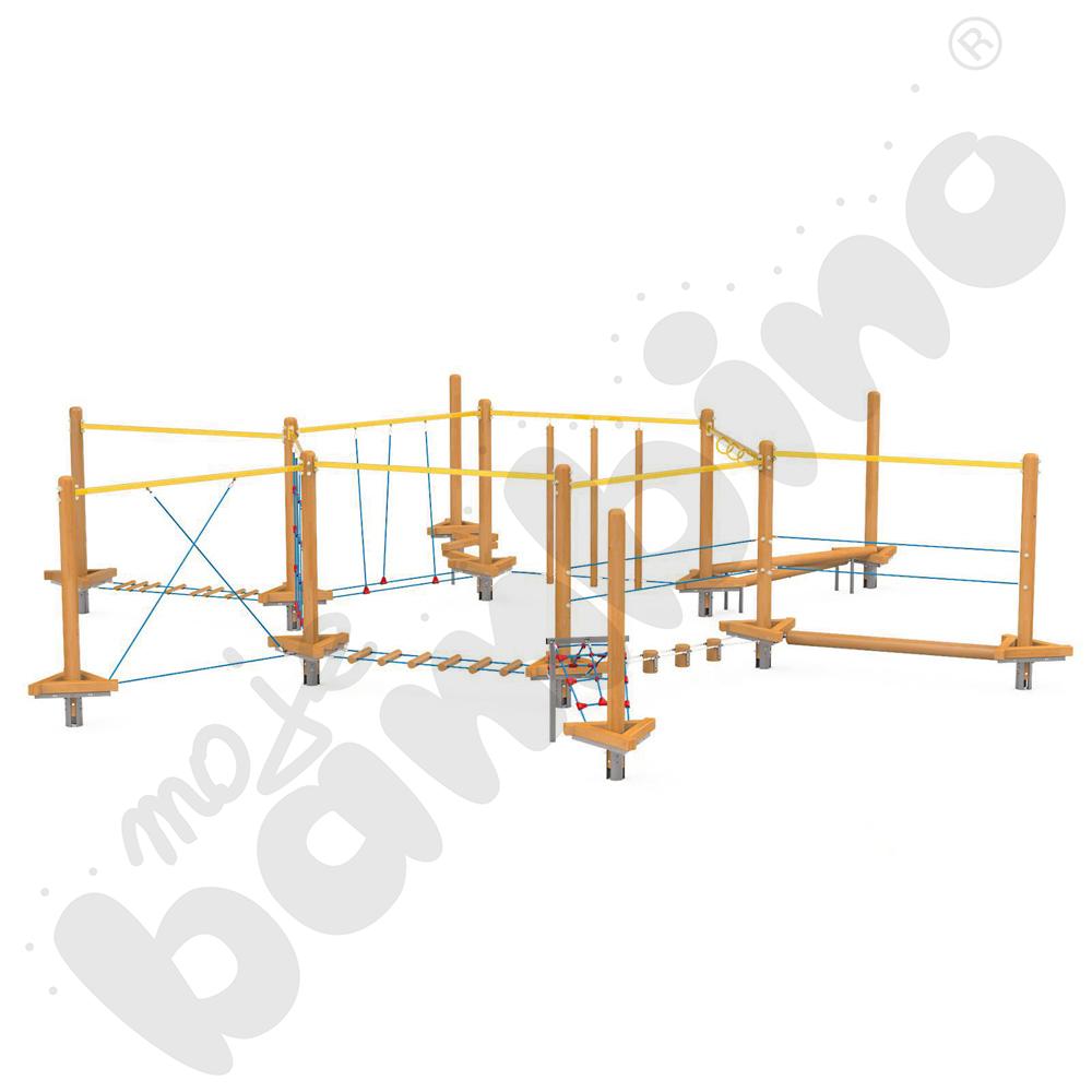 Zestaw Mini park linowy 2, drewniane słupy