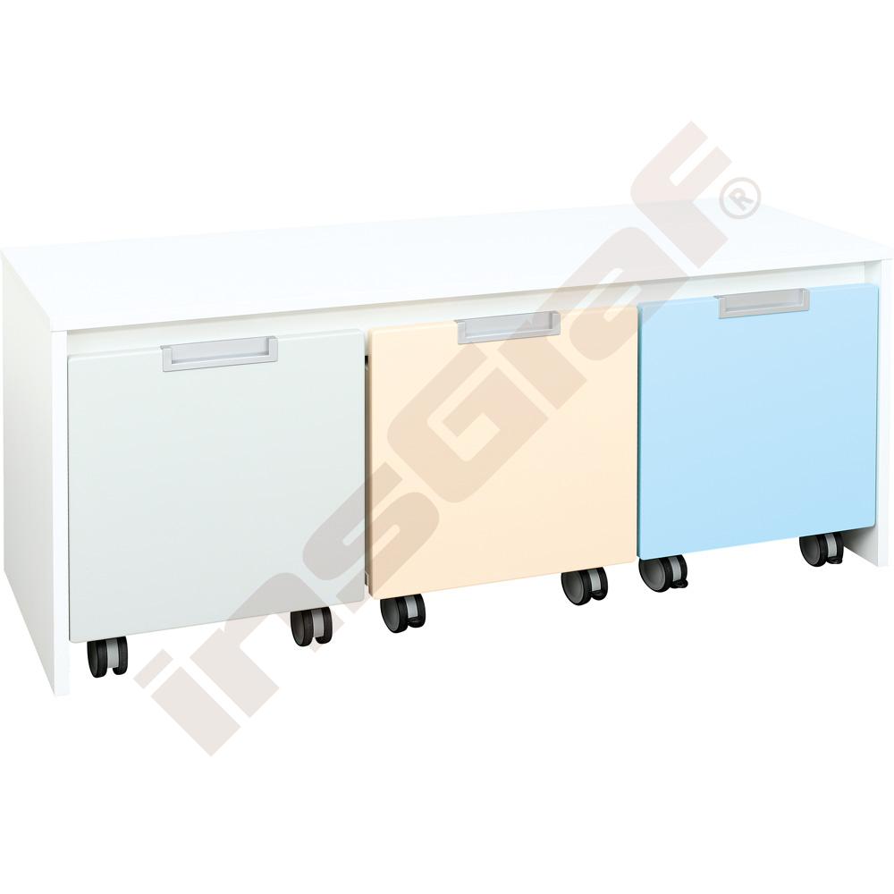 Quadro - lavička nad 3 malé úložné boxy, biela