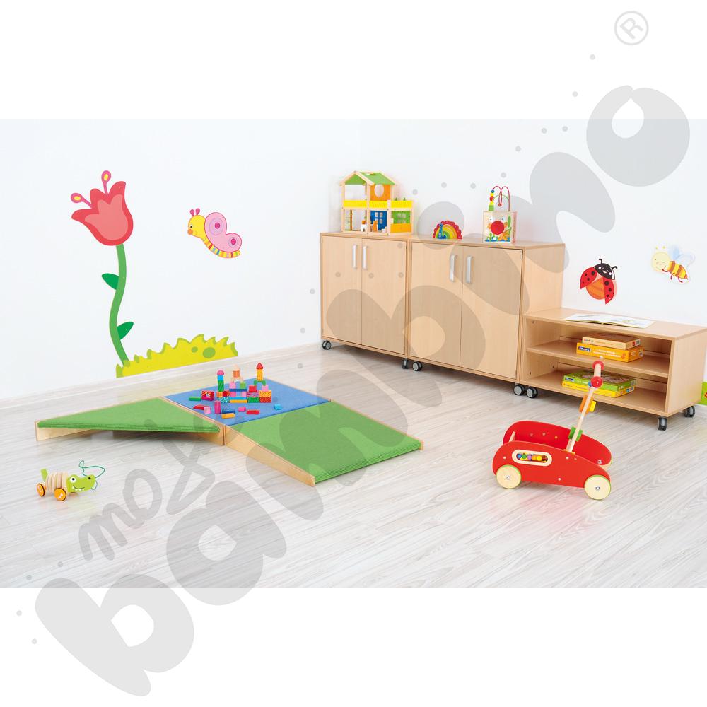 Szafka Flexi M z 1 półką na kółkach, brzoza