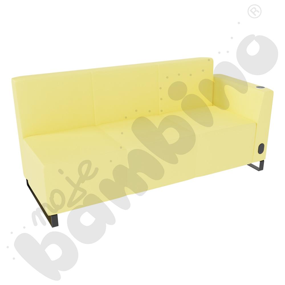 Sofa Universum 3-os. wys. 82 cm, bok niski prawy z gniazdkiem elektrycznym i indukcją, tkanina MT10